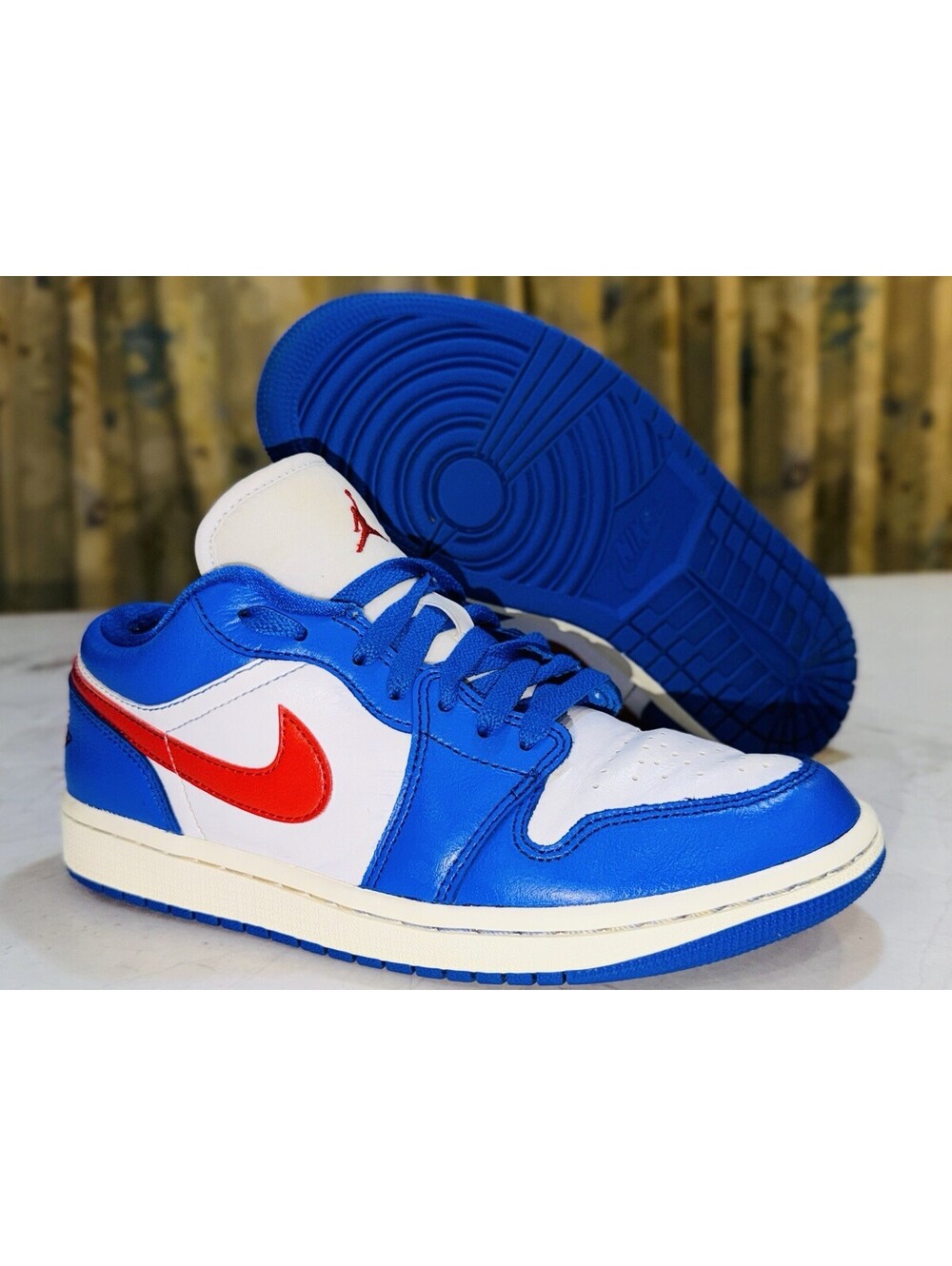 Size 7.5 - Air Jordan 1 Low Sport Blue Gym Red W